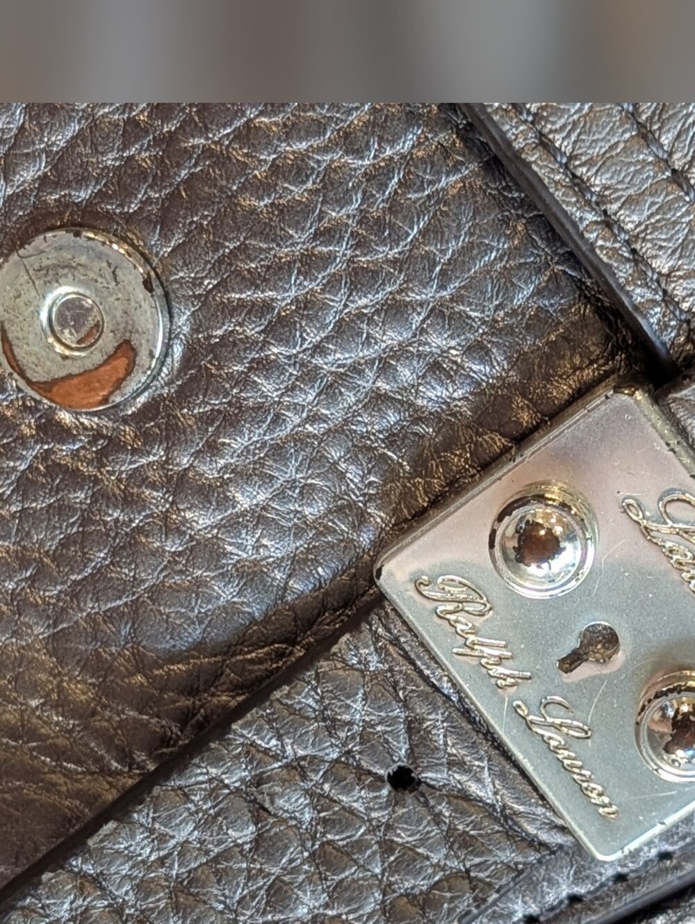 Lauren Ralph Lauren Pewter Leather Crossbody Messenger Bag - Indie Sleeze - Picture 8 of 14